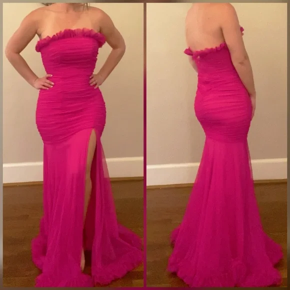 strapless open back dress Clarisse 810237 Light Coral Prom Dress  PROM BAE